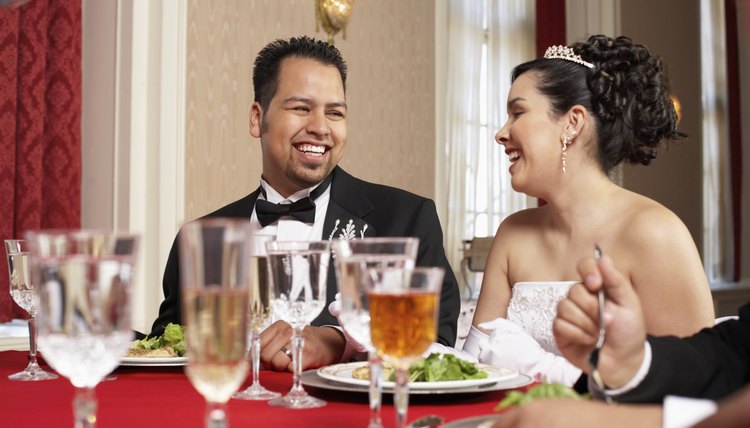 Bride and groom at a wedding reception