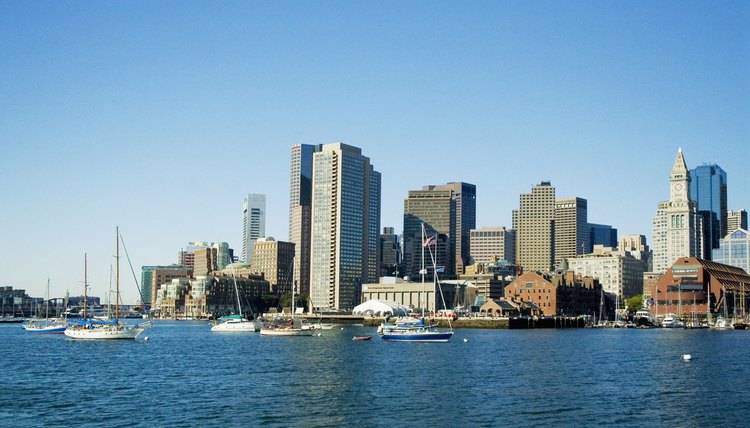 Sailboats in the river, Boston Harbor, Boston, Massachusetts, USA