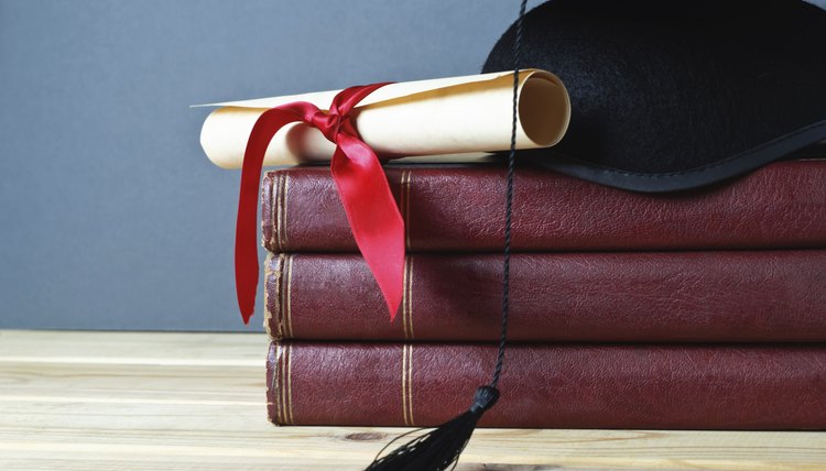 Graduation Mortarboard, Scroll and Books