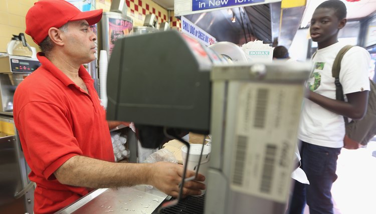 Employee serves a customer