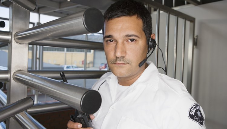 Security guard with earpiece