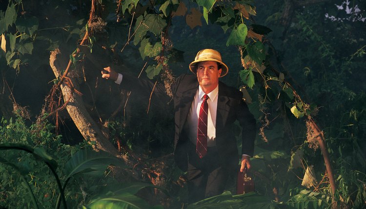 Businessman in jungle