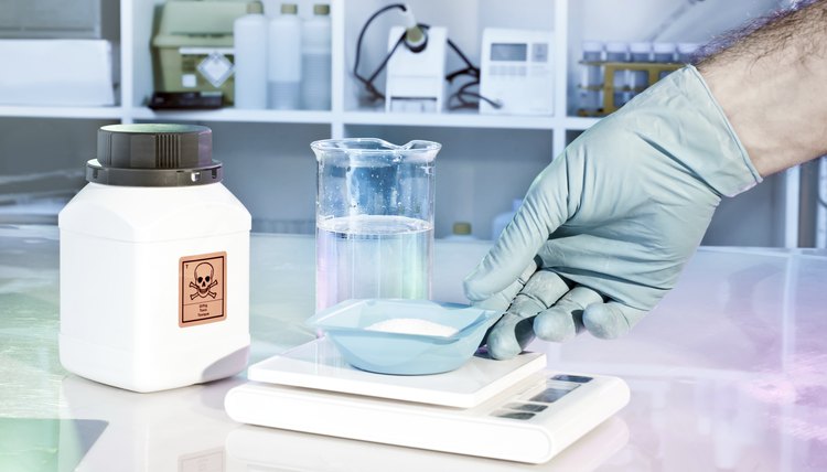 Weighting up hazardous chemical reagent