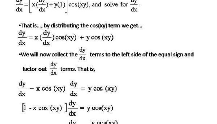 How to Find dy/dx by Implicit Differentiation given a similar equation Dy/dx In Terms Of X And Y