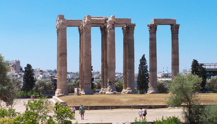 Ruins from the Temple of Zeus built during the Classical period in Ancient Greece.