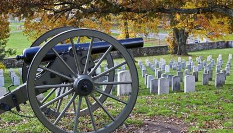 A canon in a cemetery at Gettysburg National Military Park.