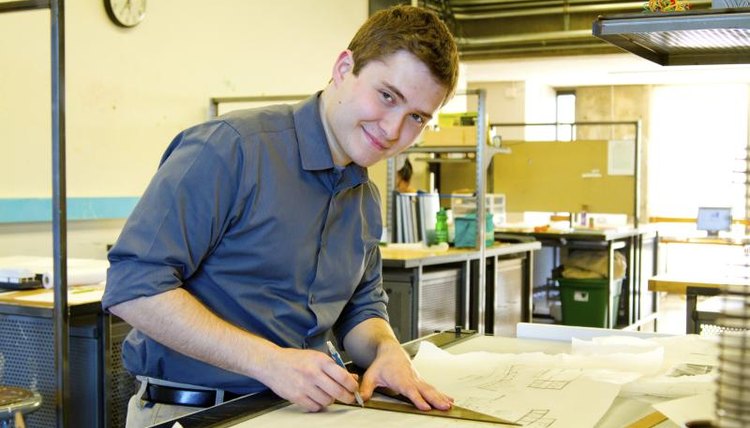 An architecture student working on an assignement