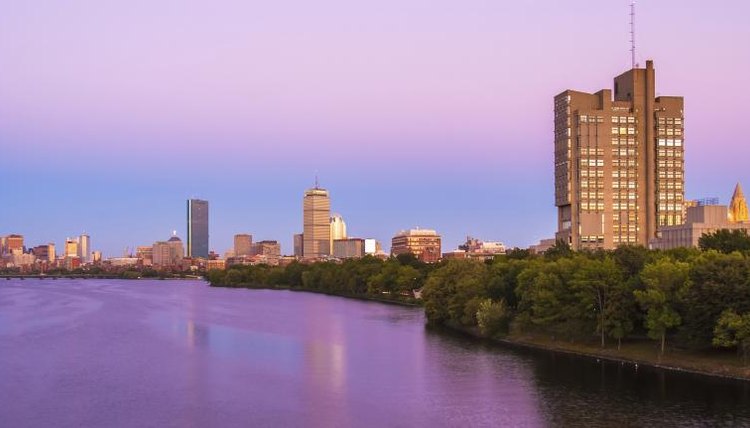 Boston University campus at twilight.