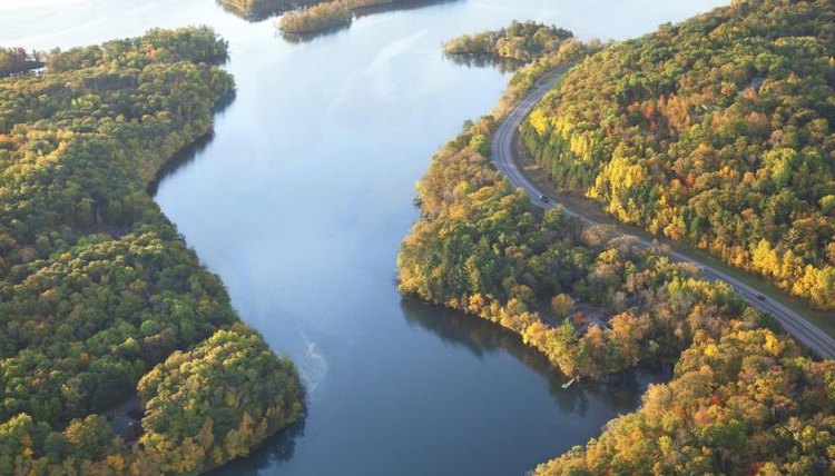 Aerial shot of the Mississippi River