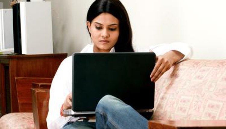 Woman working on laptop