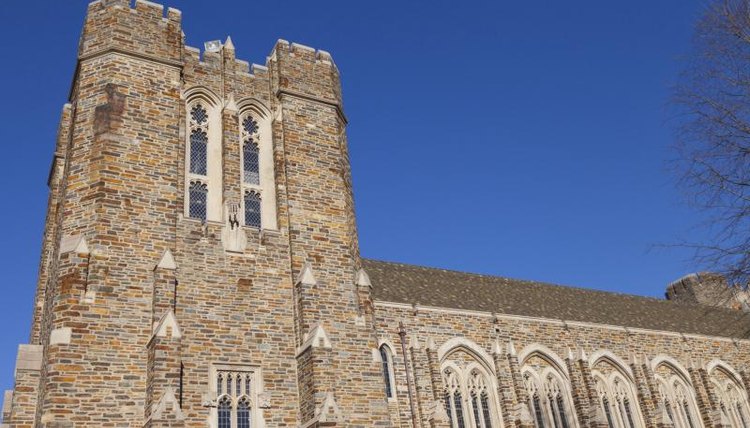 Close-up of Duke University building.