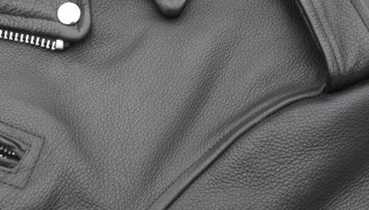 Leather jacket close up.