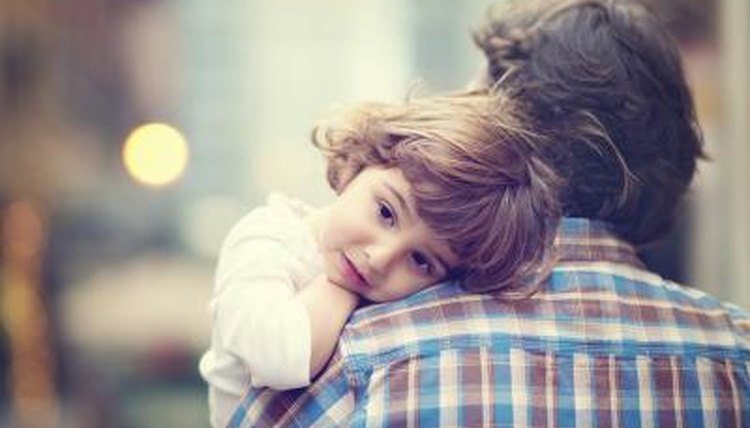 Father hugging child and horizontal