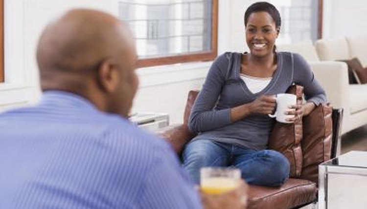 A couple relaxing together at home.