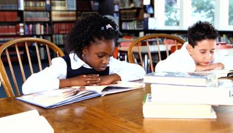 Students studying in library.