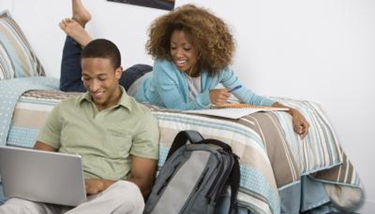 Students in a dorm room.