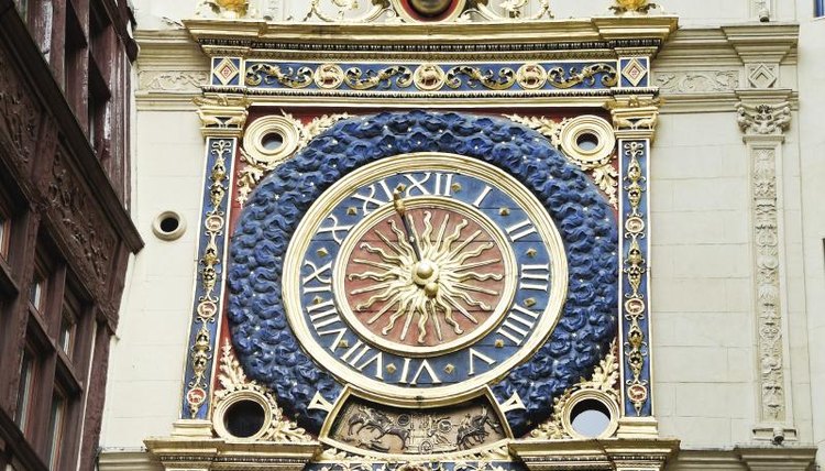 Medieval Renaissance clock in Rouen, France