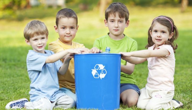 Students picking up trash.