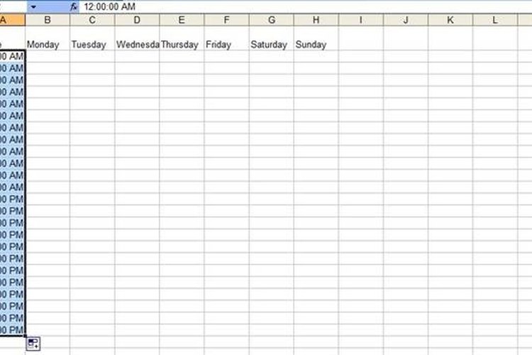 Cómo crear un calendario semanal de 24 horas con Excel