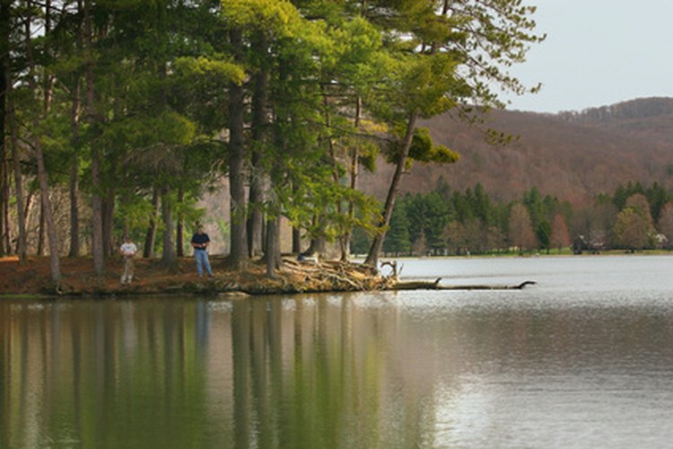 Un hombre esperando pescar crappies en un lago de Texas.