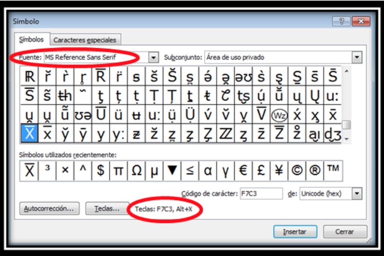 Cómo hacer el símbolo de la barra X  en Word