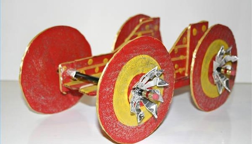 Building an elastic-powered car is fun and easy. Building an elastic-powered car is fun and easy.