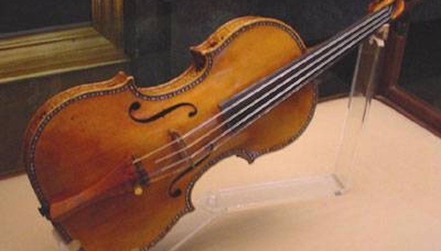 A Stradivarius on display in the Palacio Real in Madrid. A Stradivarius on display in the Palacio Real in Madrid.
