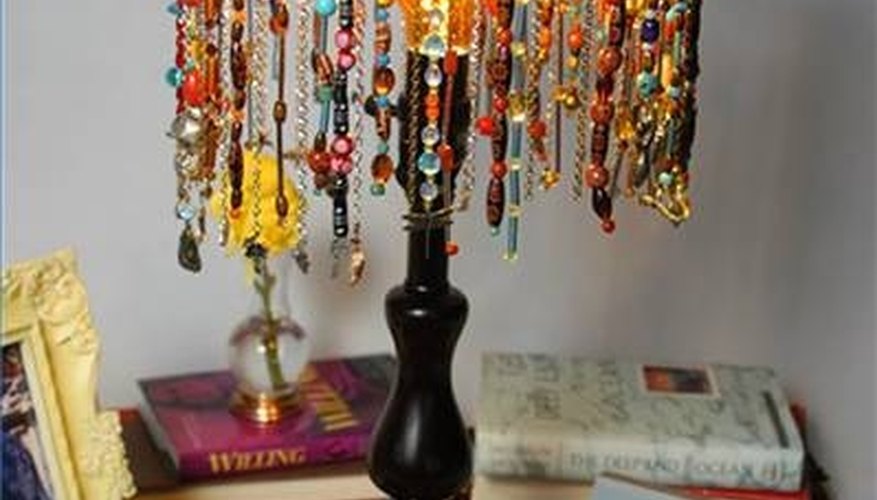 A beaded chandelier cover A beaded chandelier cover