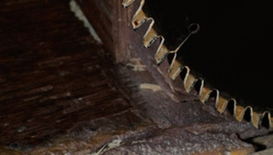 A circular saw with a metal-cutting blade can cut threaded rod quickly. A circular saw with a metal-cutting blade can cut threaded rod quickly.