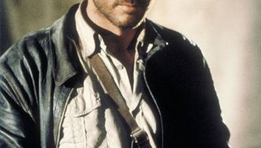 Costume designer Deborah Nadoolman aged Harrison Ford's new jacket to make it look old. Costume designer Deborah Nadoolman aged Harrison Ford's new jacket to make it look old.