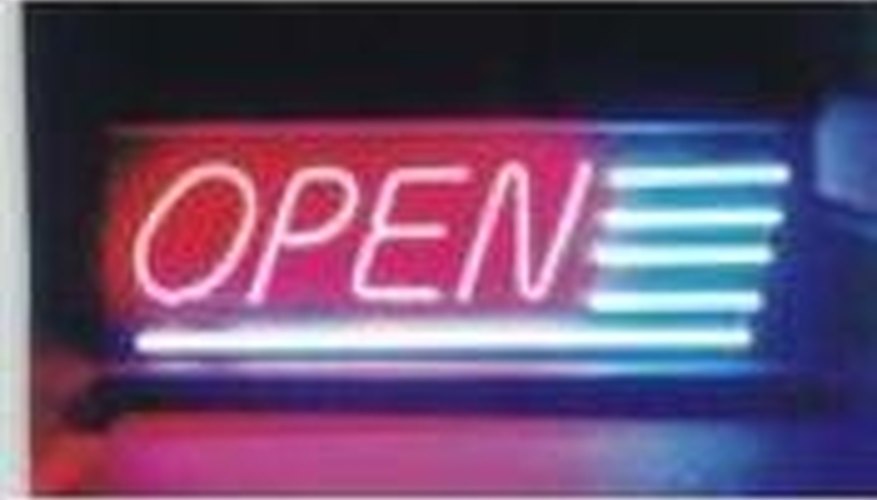 Red neon light made from neon gas