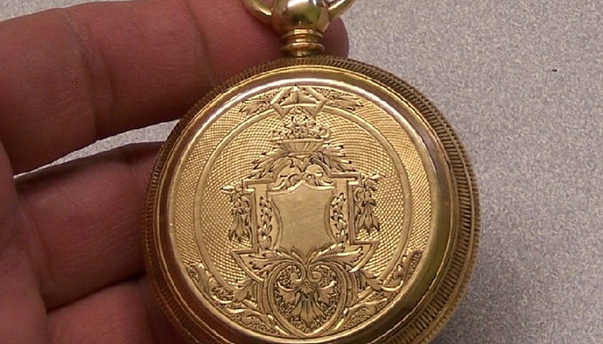 A Waltham pocket watch. A Waltham pocket watch.