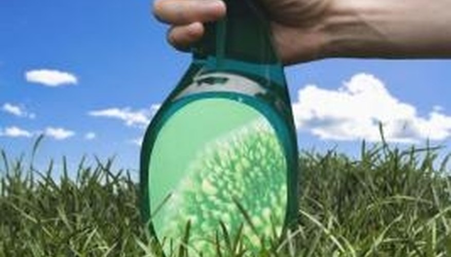 Use a spray bottle to apply vinegar to your pool walls. Use a spray bottle to apply vinegar to your pool walls.