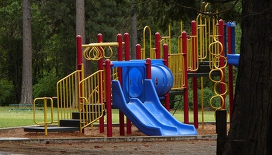 Smooth ground underneath a playground prevents injuries. Smooth ground underneath a playground prevents injuries.