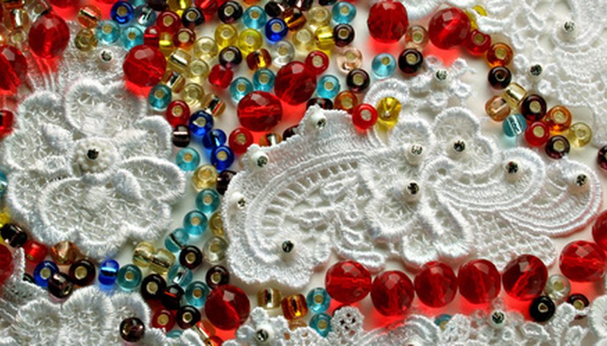 Beads and fabric for a beaded bag Beads and fabric for a beaded bag