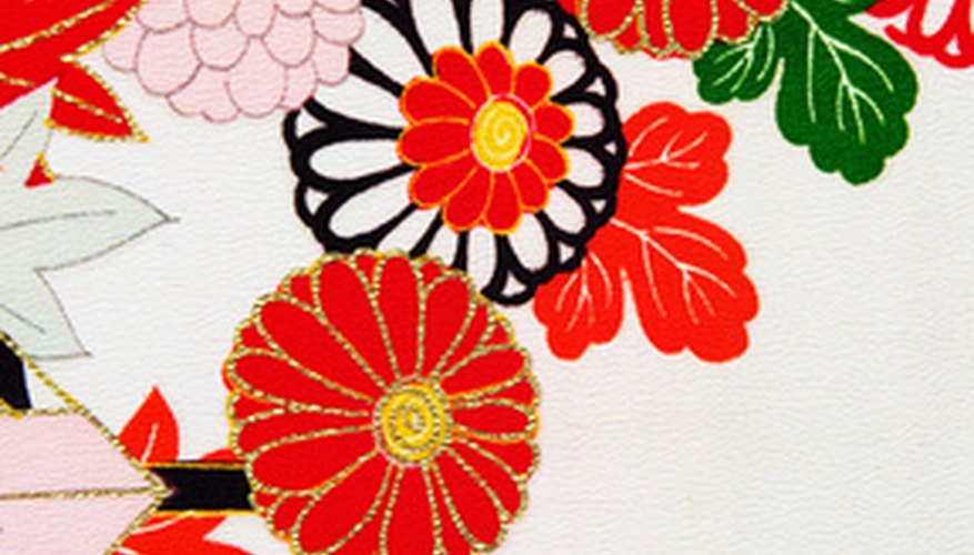 Kimono are often made from brightly colored fabric. Kimono are often made from brightly colored fabric.