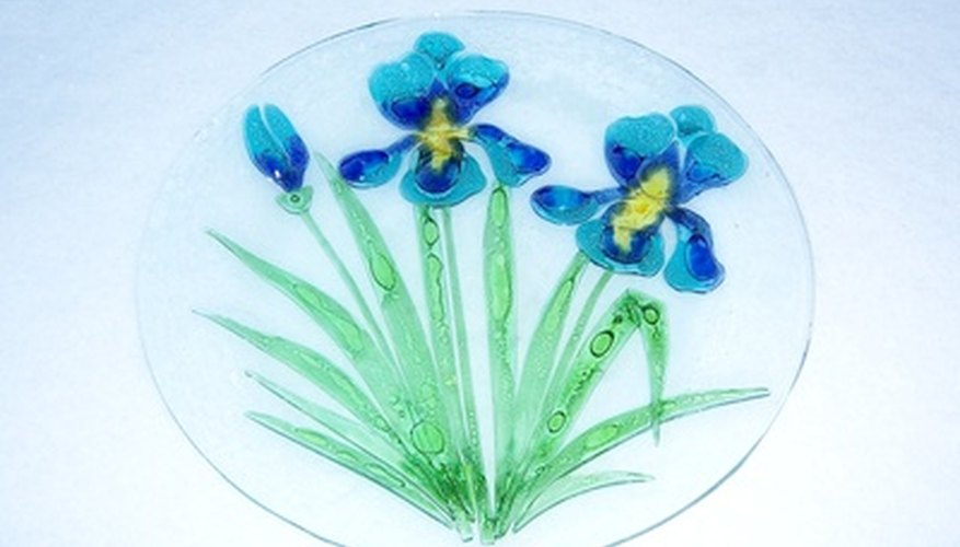 Drill holes in your glass plates to create wall art. Drill holes in your glass plates to create wall art.