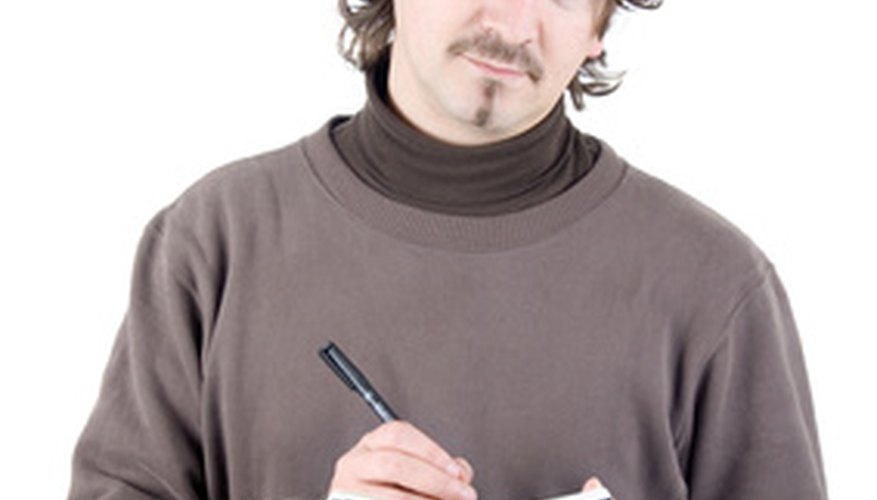 Photo Credit: man writing something in black book image by Ana de Sousa from <a href='http://www.fotolia.com'>Fotolia.com</a> The narrative arc is a detailed outline of your story.