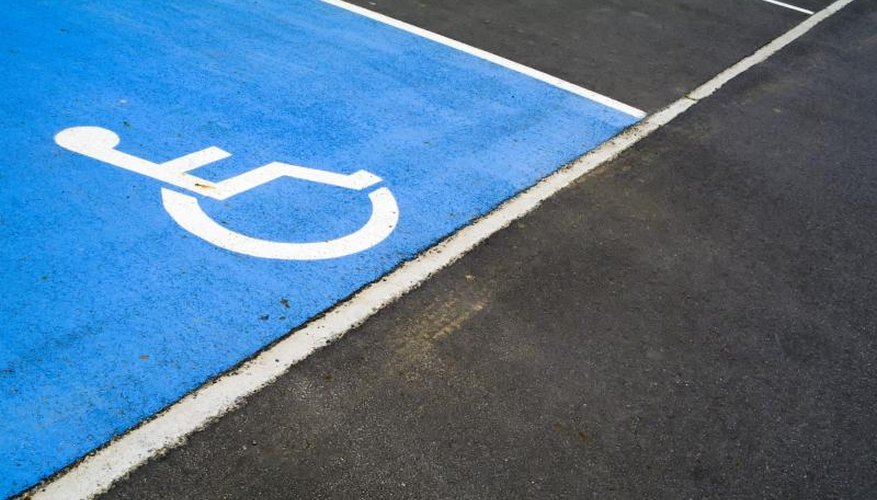 A handicapped parking space. A handicapped parking space.