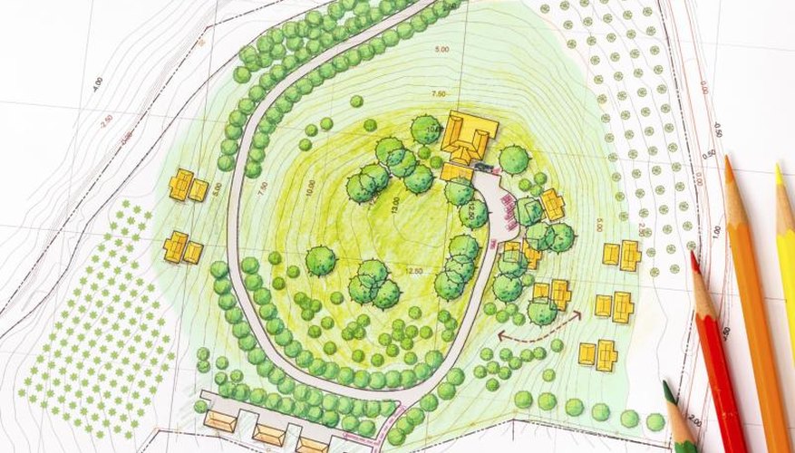 A drawing of a landscape design plan. A drawing of a landscape design plan.
