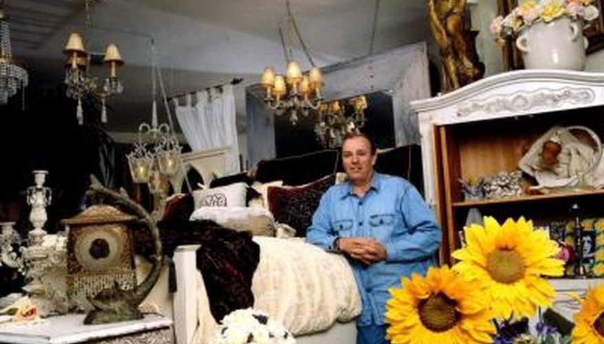 A seller in a collectibles shop. A seller in a collectibles shop.