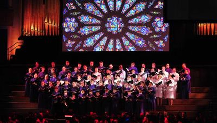 A choir backs the orchestra A choir backs the orchestra