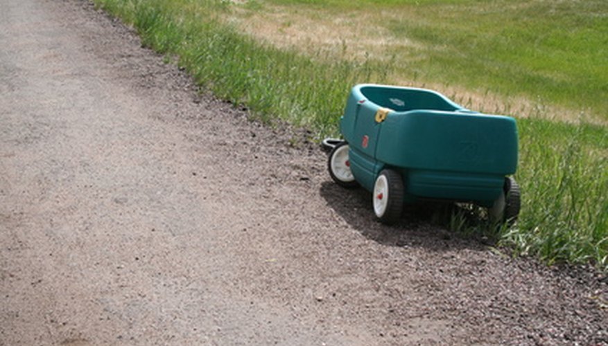 Little Tikes wagon wheels have push caps which are challenging to remove. Little Tikes wagon wheels have push caps which are challenging to remove.