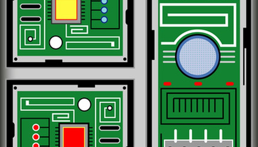 A printed circuit before resistors are placed on it A printed circuit before resistors are placed on it