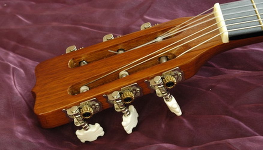 Guitar straps for an acoustic guitar can be attached by various means at the headstock. Guitar straps for an acoustic guitar can be attached by various means at the headstock.