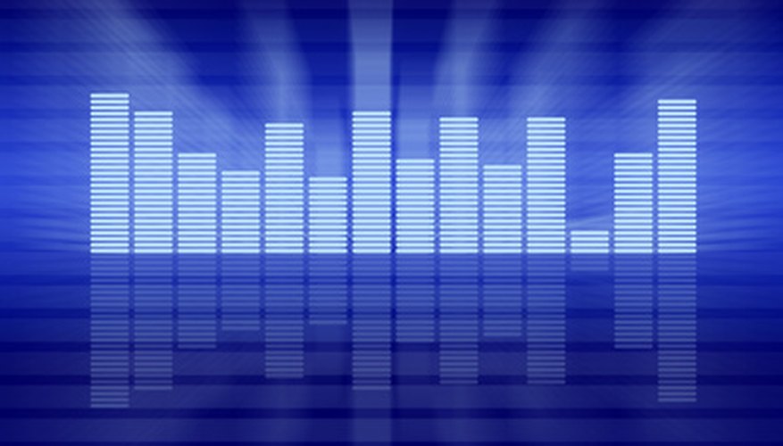 LED readouts from an equalizer show the presence of certain frequencies in a recording. LED readouts from an equalizer show the presence of certain frequencies in a recording.