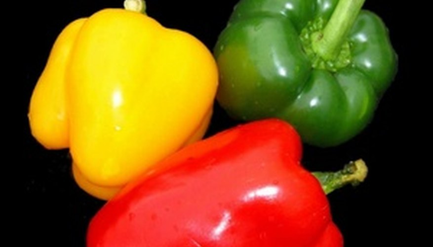 Sweet peppers change colors as they ripen. Sweet peppers change colors as they ripen.