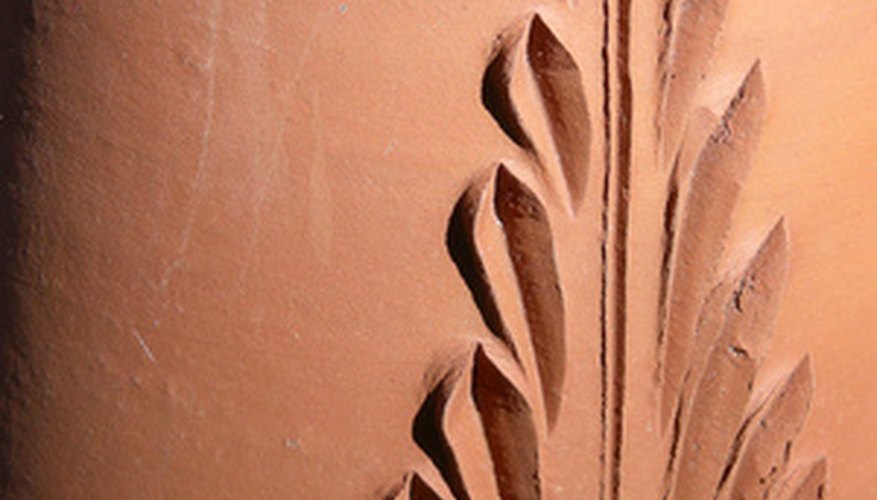 Patterns were etched in the clay before baking Patterns were etched in the clay before baking