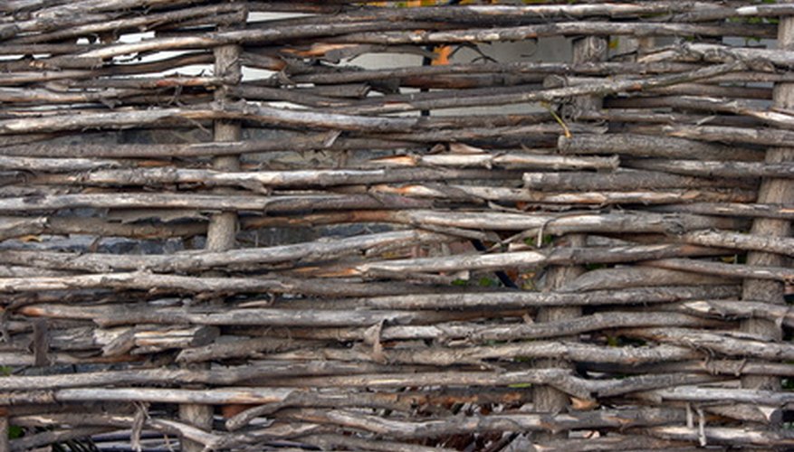Wattle fences may be made with branches and flexible twigs or woody vines. Wattle fences may be made with branches and flexible twigs or woody vines.