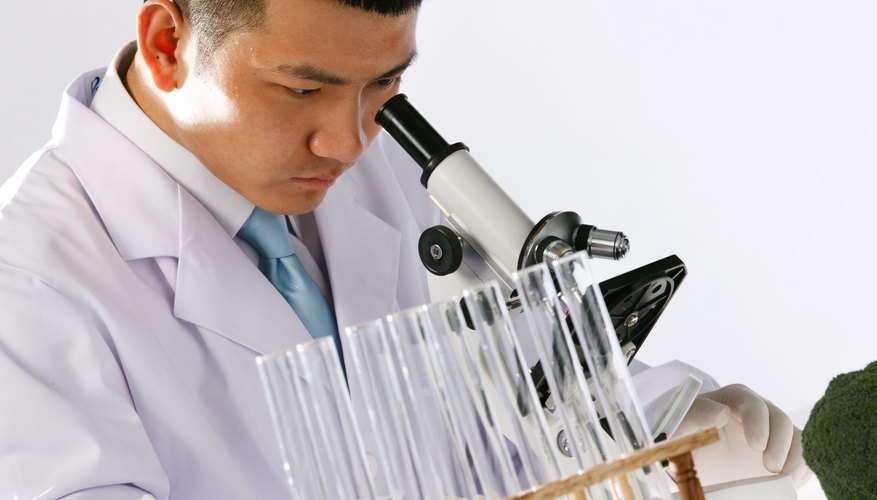 Scientist looking through microscope Scientist looking through microscope